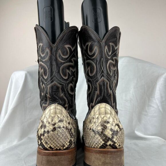 Cowtown Men’s Square Toe Python Snakeskin Cowboy Boots Q818 Size 11 D - Picture 4 of 8